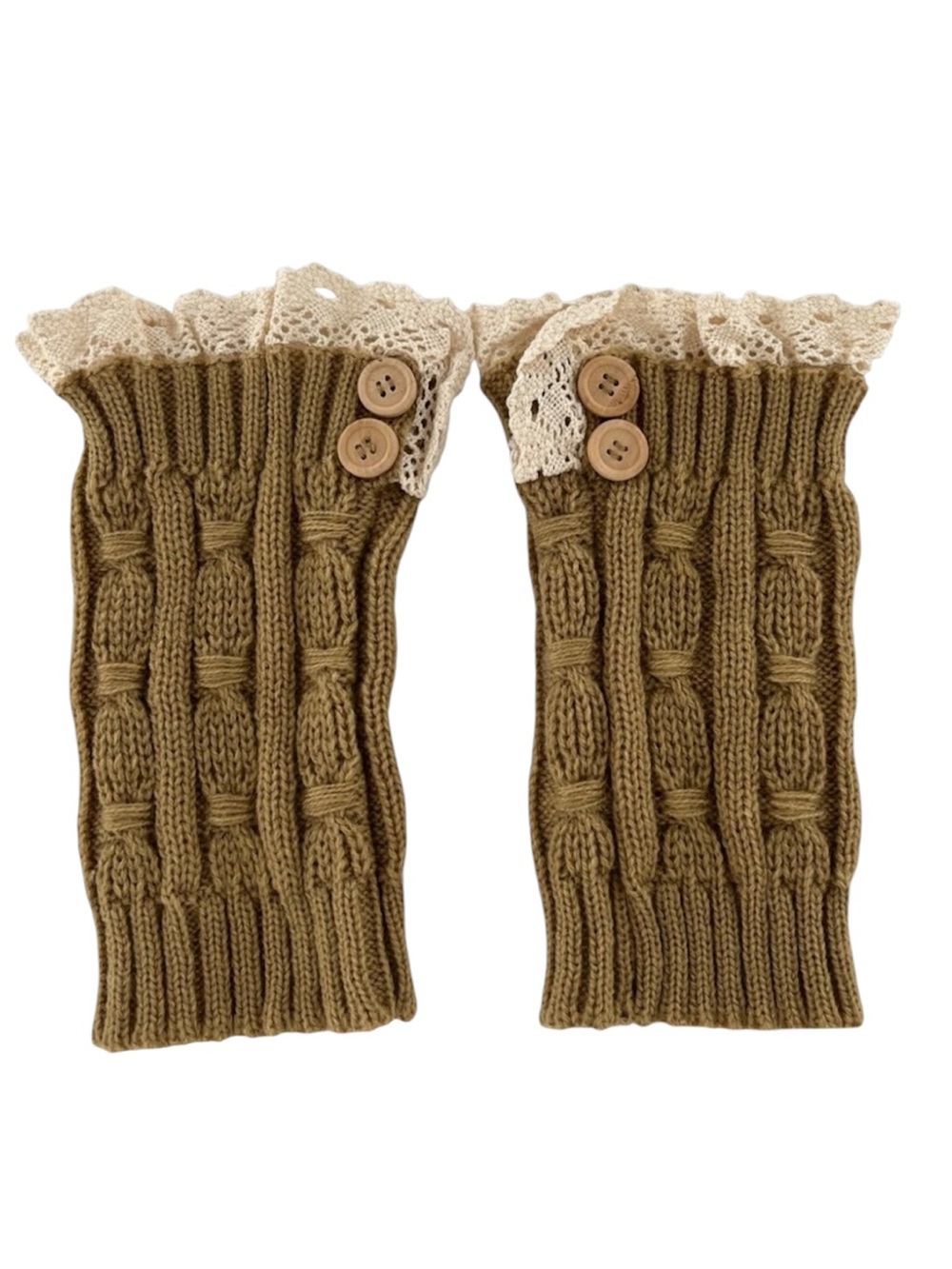 NWOT Boot Cuffs Ruffle Lace Buttons Scallop Edge Knit Crochet